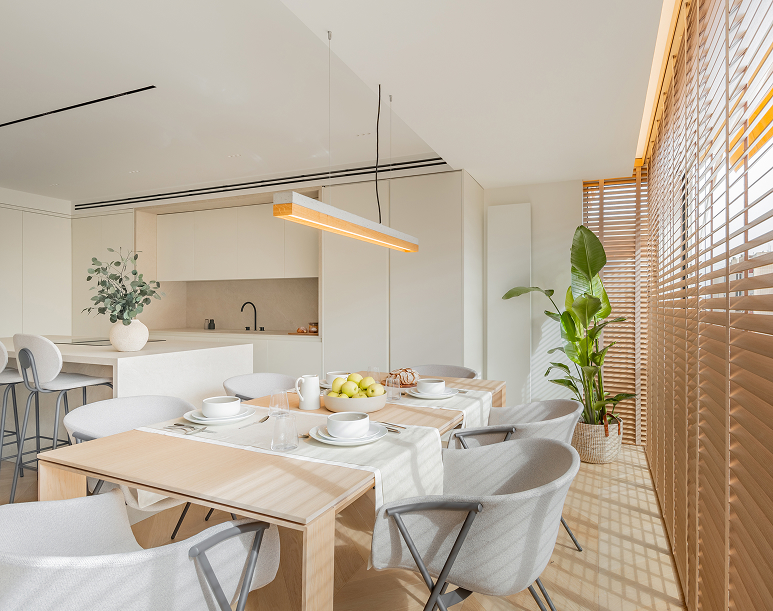 Japandi penthouse living room