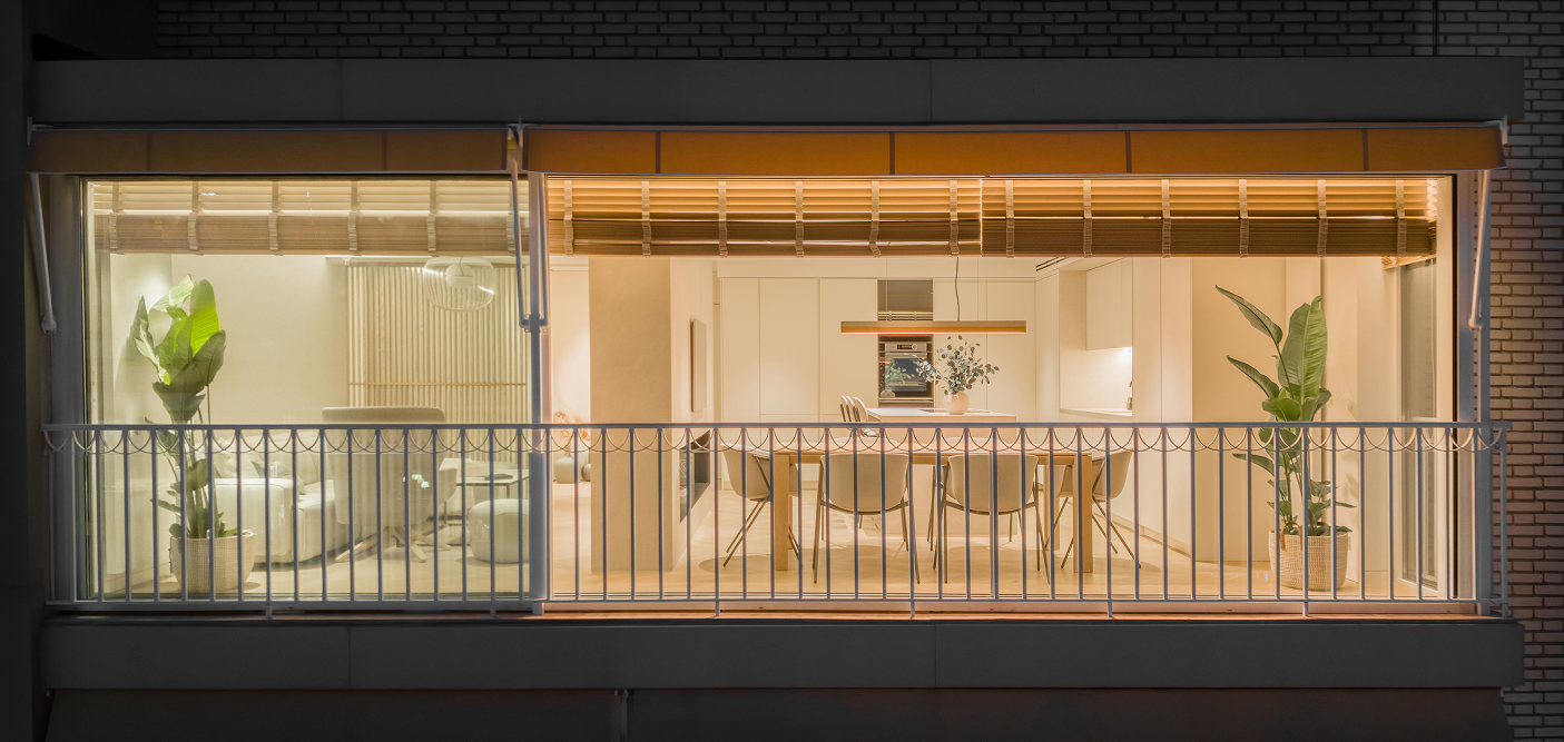 Japandi penthouse night view